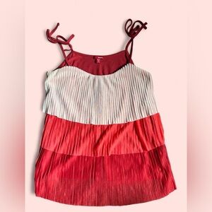 BONGO Red and White Ruffled Camisole